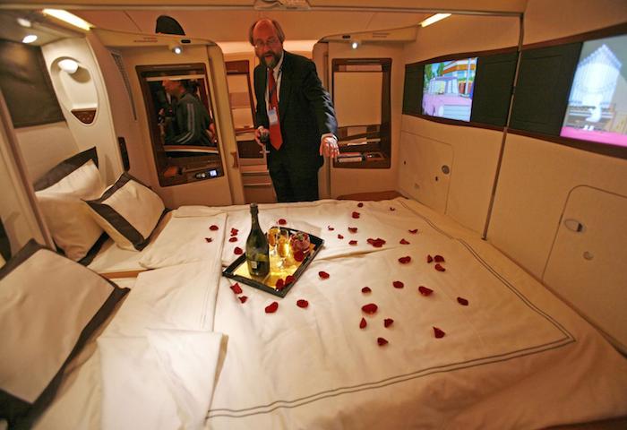 fly in a bed in for business class travel